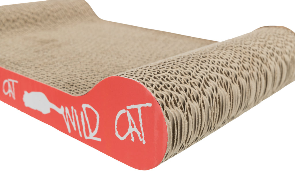 Wild Cat Scratching Cardboard, Orange, 41 × 7 × 24 cm