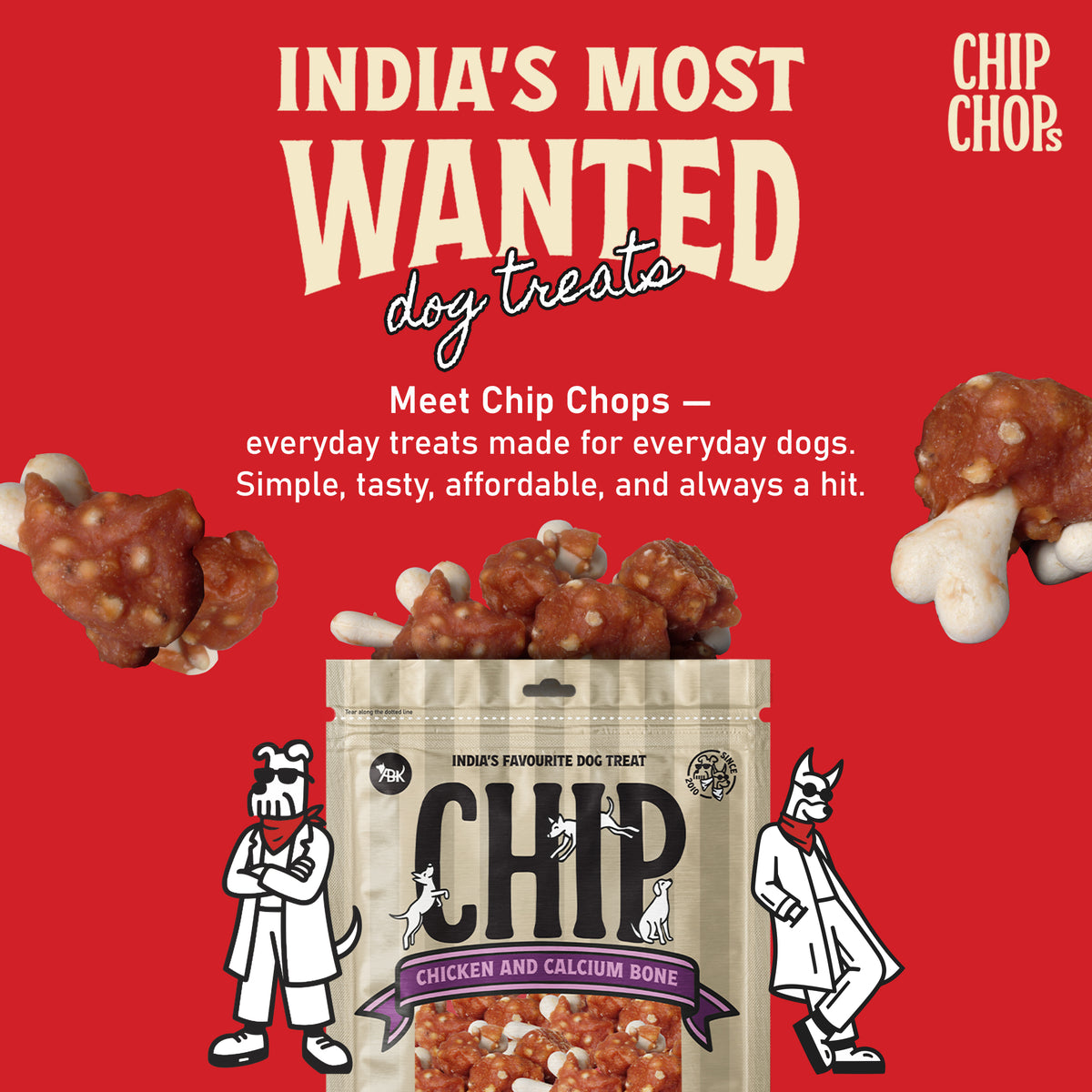 Chip Chops Chicken & Calcium Bone, 70 Gm