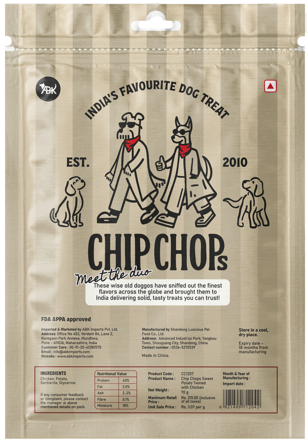 Chip Chops Sweet Potato Chicken, 70 Gm