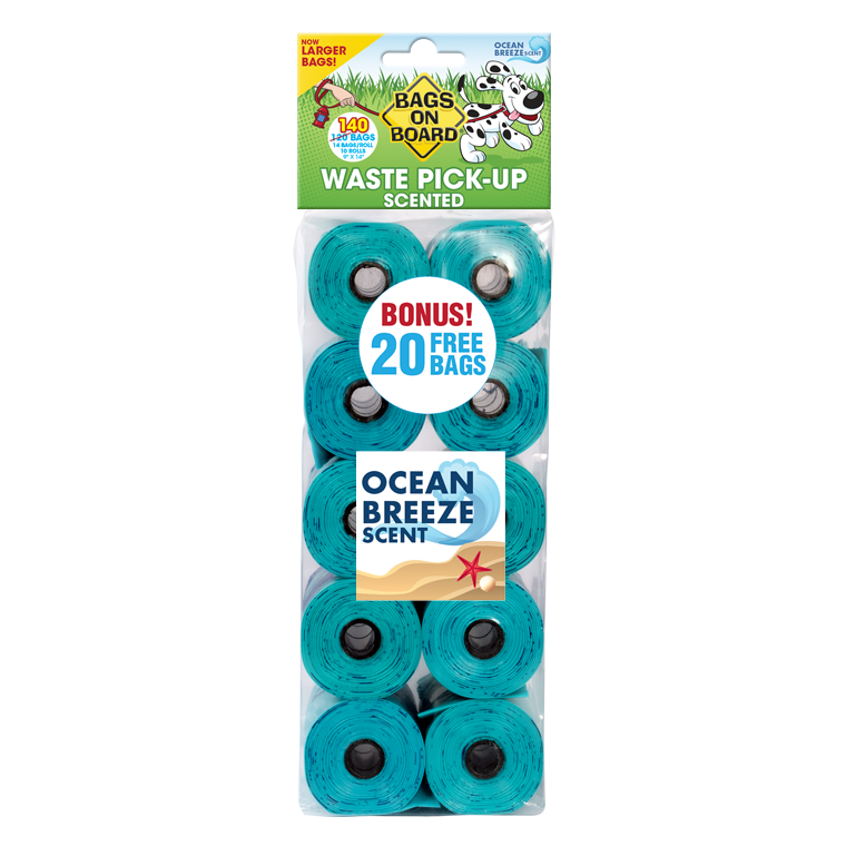 Ocean Scented Waste Pick-Up Bags, 120 bags