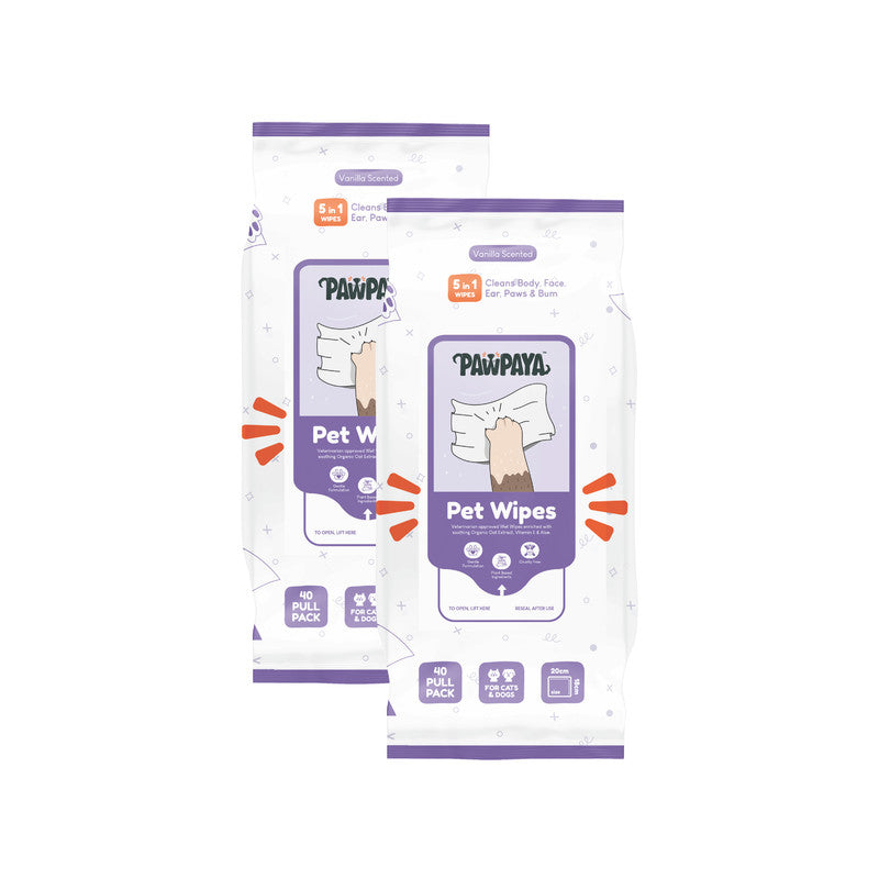 Pawpaya Pet Wipes 40 Pull Pack, 20 x 18 cm