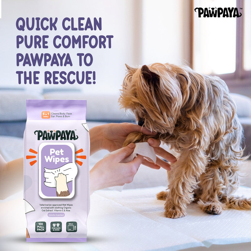 Pawpaya Pet Wipes 100 Pull Pack, 20 x 18 cm