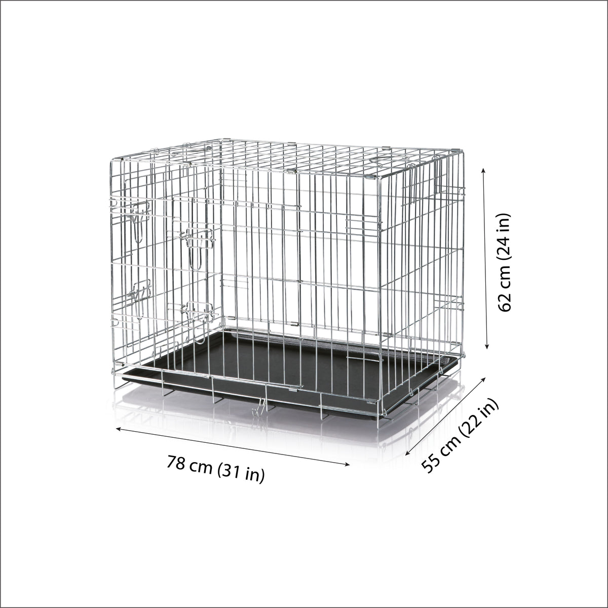 Home Kennel, Wire Mesh with Two Doors, 78L x 55W x 62H cm / 31L x 22W x 24H inch