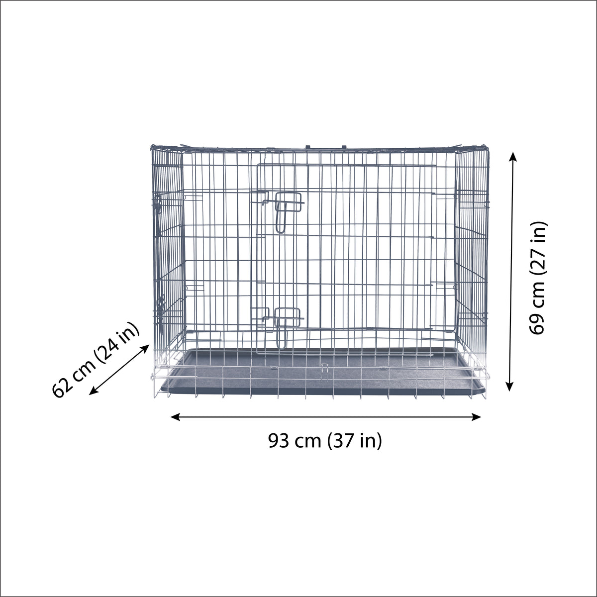 Home Kennel, Wire Mesh with Two Doors, 93L x 62W x 69H  cm / 37L x 24W x 27H inch