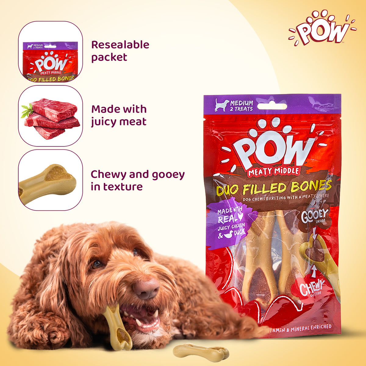 Pow Chicken & Duck Filled Bones 2Pk 200G