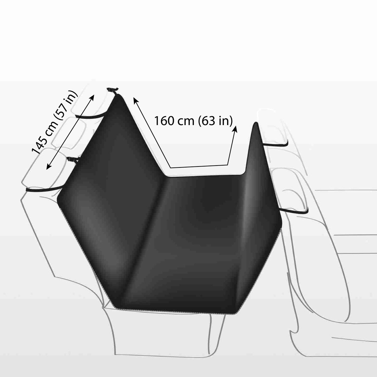 Car Seat Cover, 1.45 x 1.60 m, Black