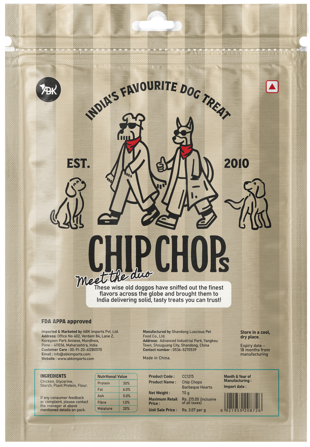 Chip Chops Barbeque Hearts, 70 G