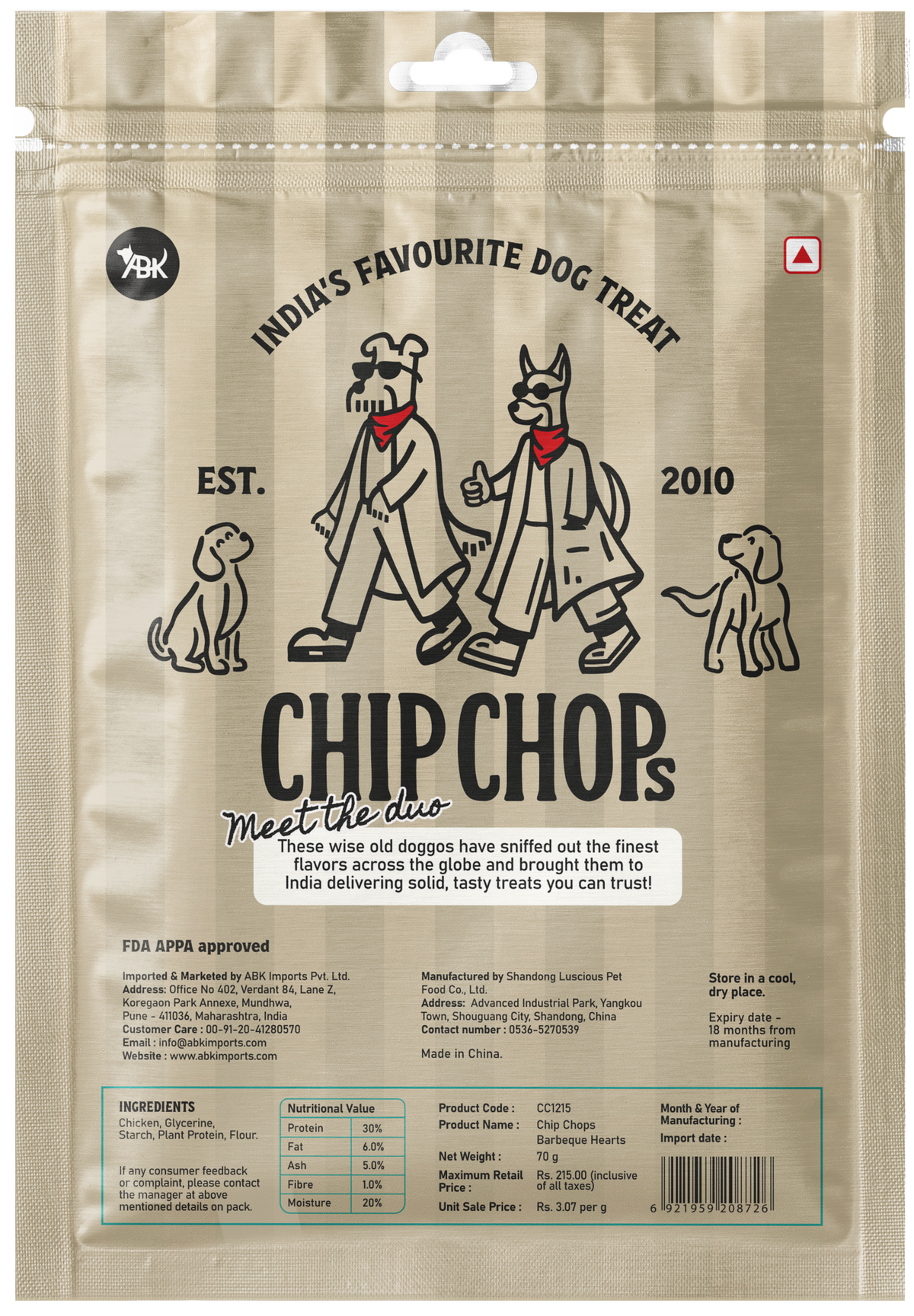 Chip Chops Barbeque Hearts, 70 G