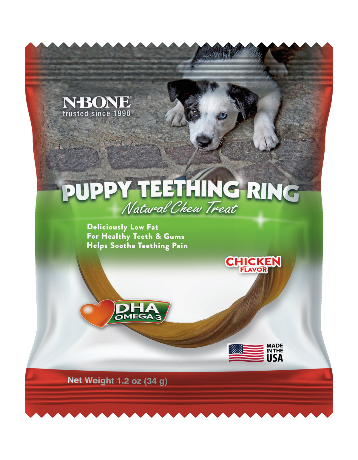 N-Bone Puppy Teething Ring Chicken Flavour, 34 gm