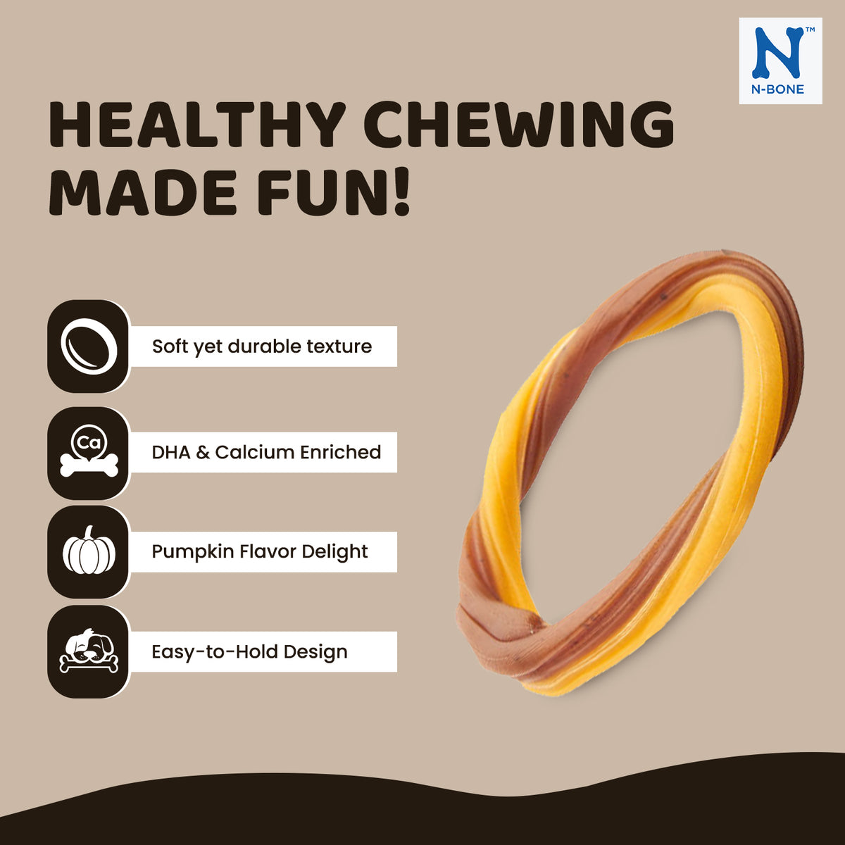 N-Bone Puppy Teething Ring, Pumpkin Flavor