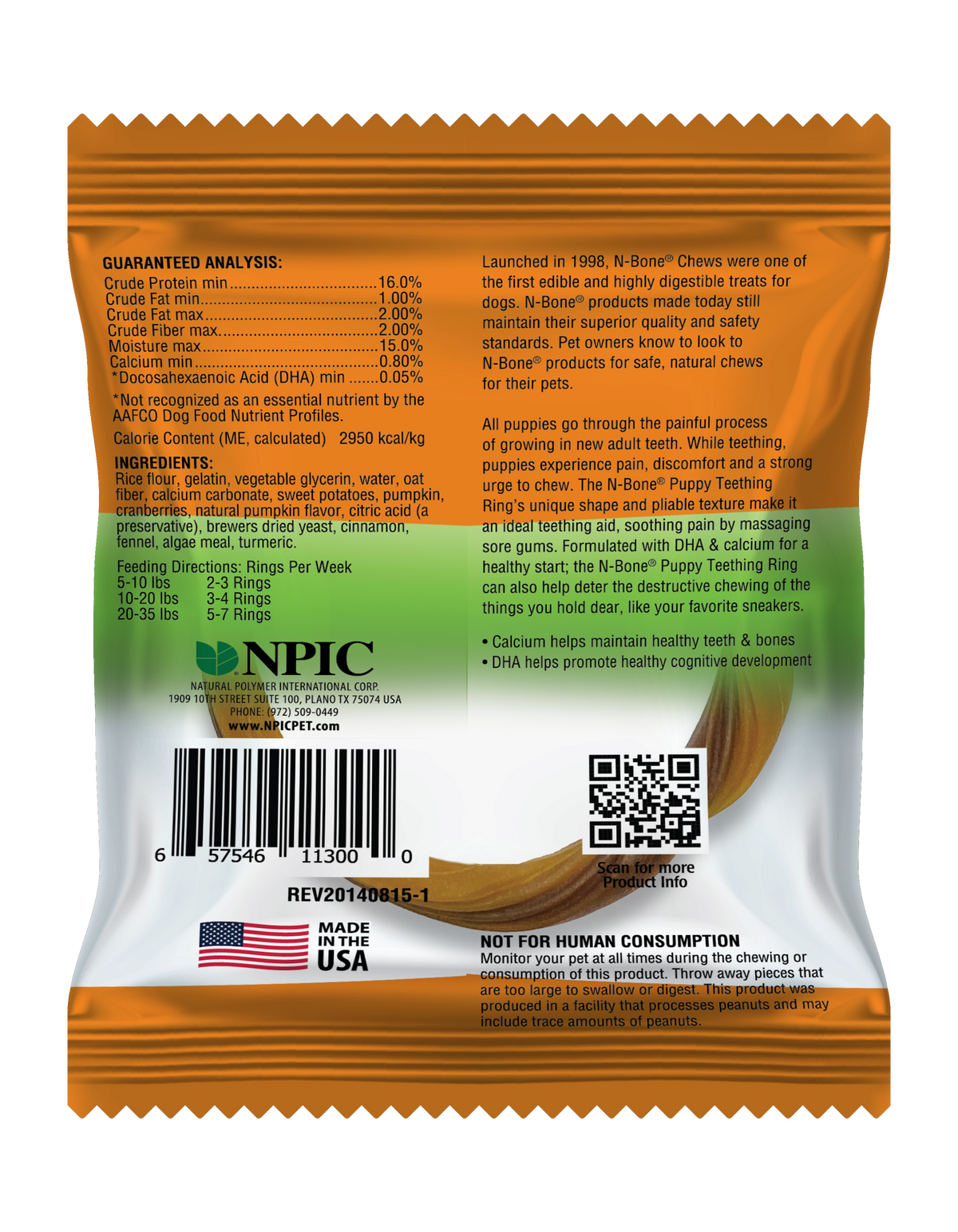 N-Bone Puppy Teething Ring, Pumpkin Flavor