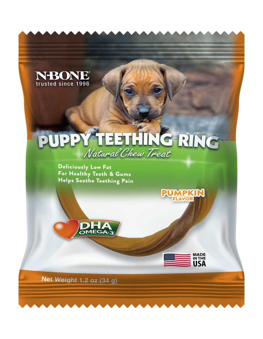 N-Bone Puppy Teething Ring, Pumpkin Flavor