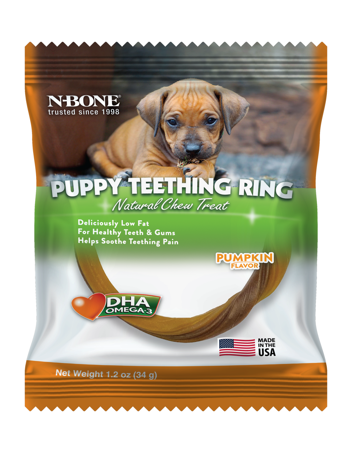 N-Bone Puppy Teething Ring, Pumpkin Flavor