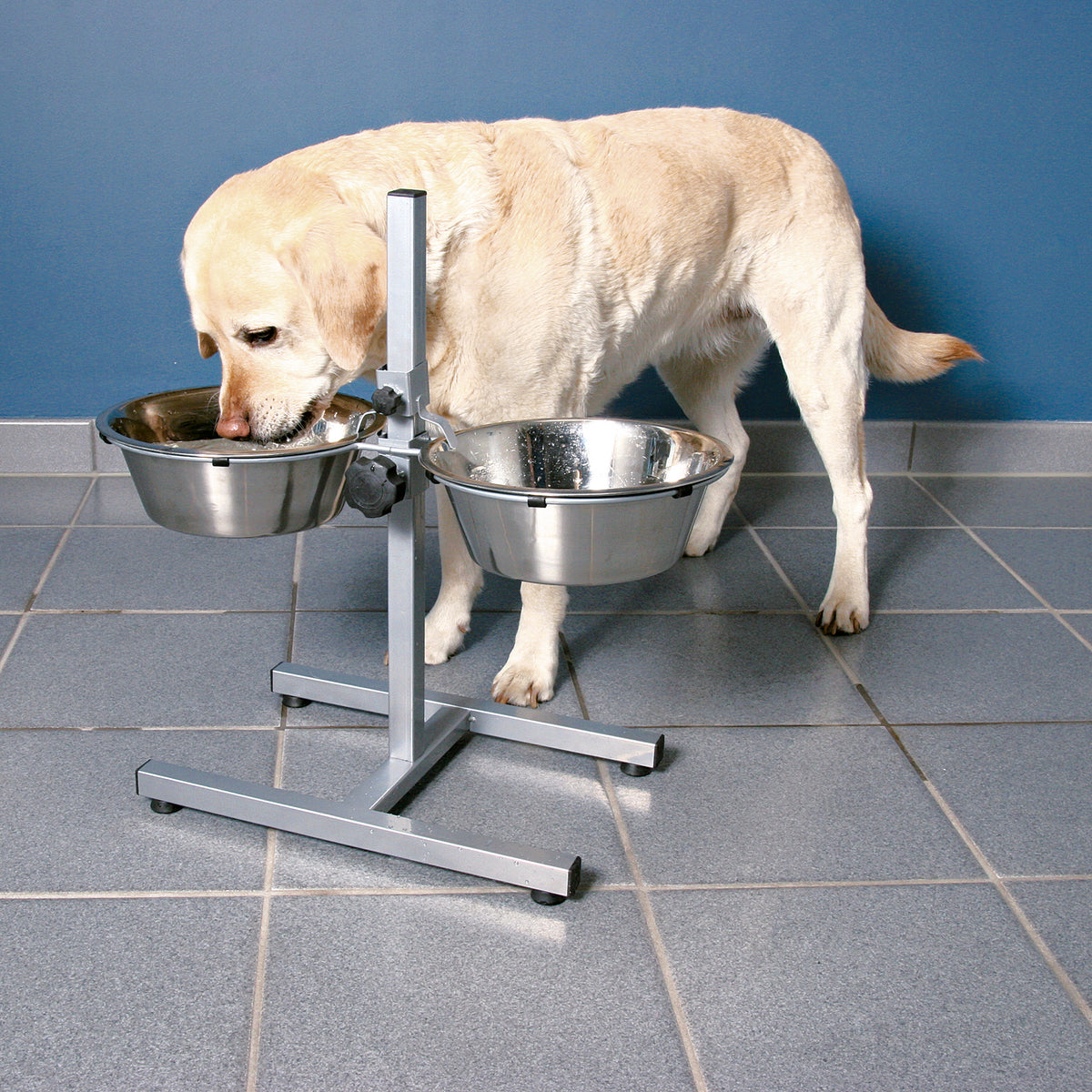 Dog bar, stainless steel/metal, 2 × 2.8 l/ø 24 cm