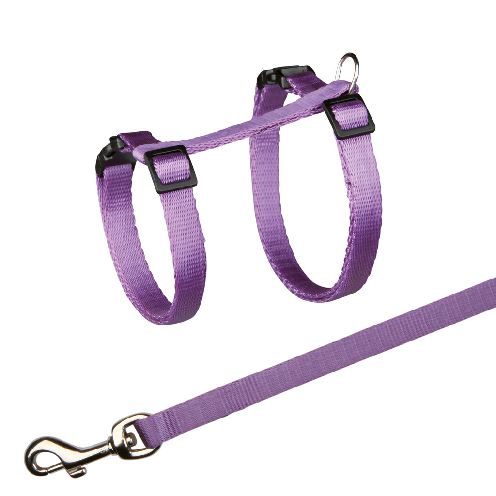 Cat Harness with Leash, Stomach Circum. 27–45 cm, Leash: 1.20 m/4 ft. Width 10 mm