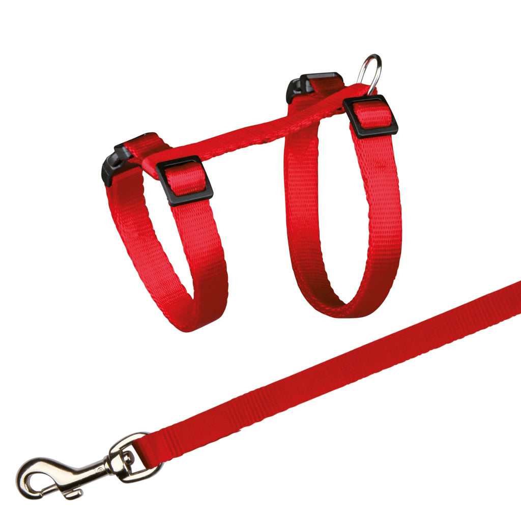 Cat Harness with Leash, Stomach Circum. 27–45 cm, Leash: 1.20 m/4 ft. Width 10 mm