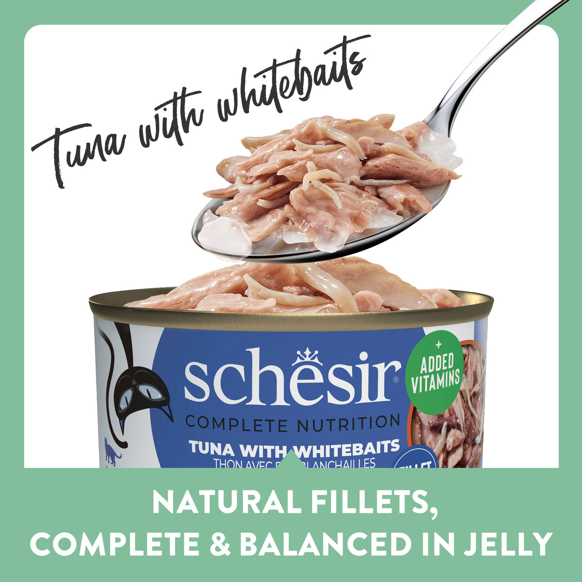 Schesir Tuna In Jelly With Whitebaits Adult Cat Wet Food - Can 85 gm