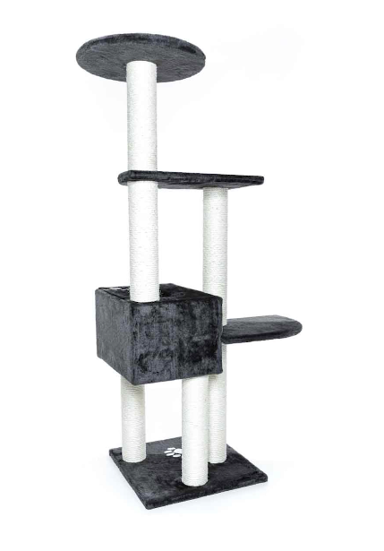 Alicante Scratching Cat Tree, Grey, 43 x 43 x 142 cm