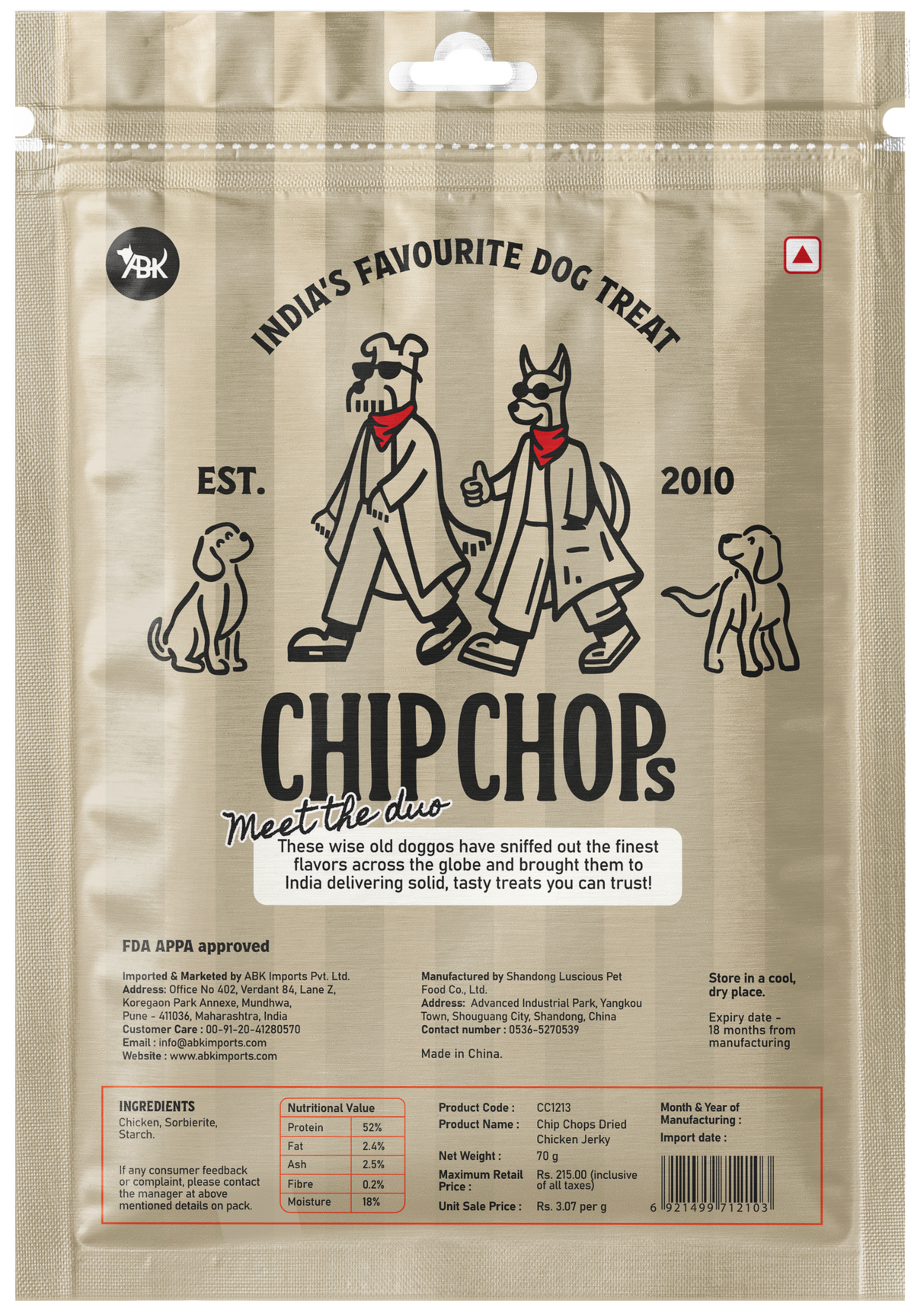 Chip Chops Sun Dried Chicken Jerky