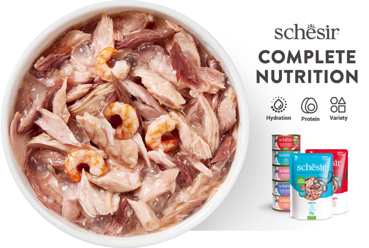 Schesir Tuna Whole Meat Salmon Rice In Jelly Cat Wet Food - Can 6x50 gm
