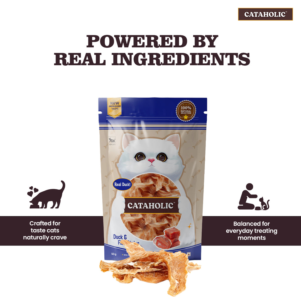 Cataholic Duck and Fish Jerky Strips, 50g