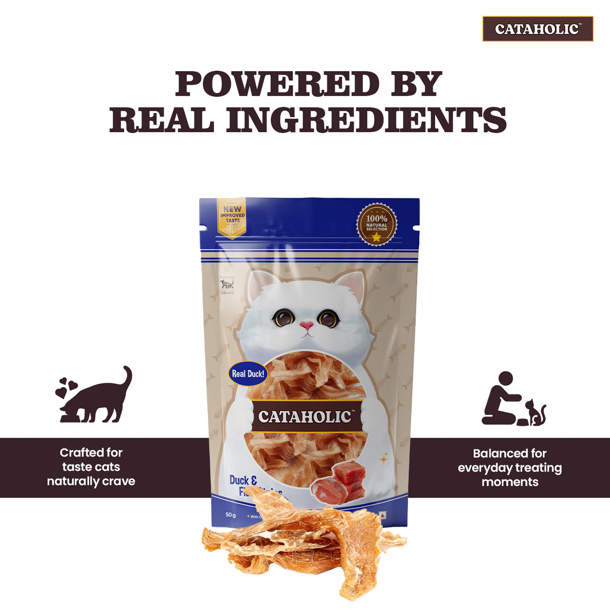 Cataholic Duck and Fish Jerky Strips, 50g