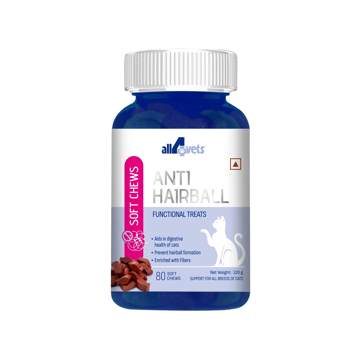 ALL4VETS ANTI HAIRBALL SOFT CHEWS FOR CATS [80 CHEWS]