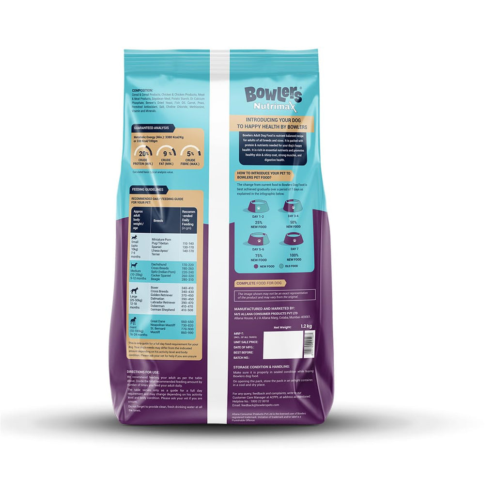 BOWLERS NUTRIMAX ADULT CHIC & VEG DRY FOOD [1.2 KG] - Animeal