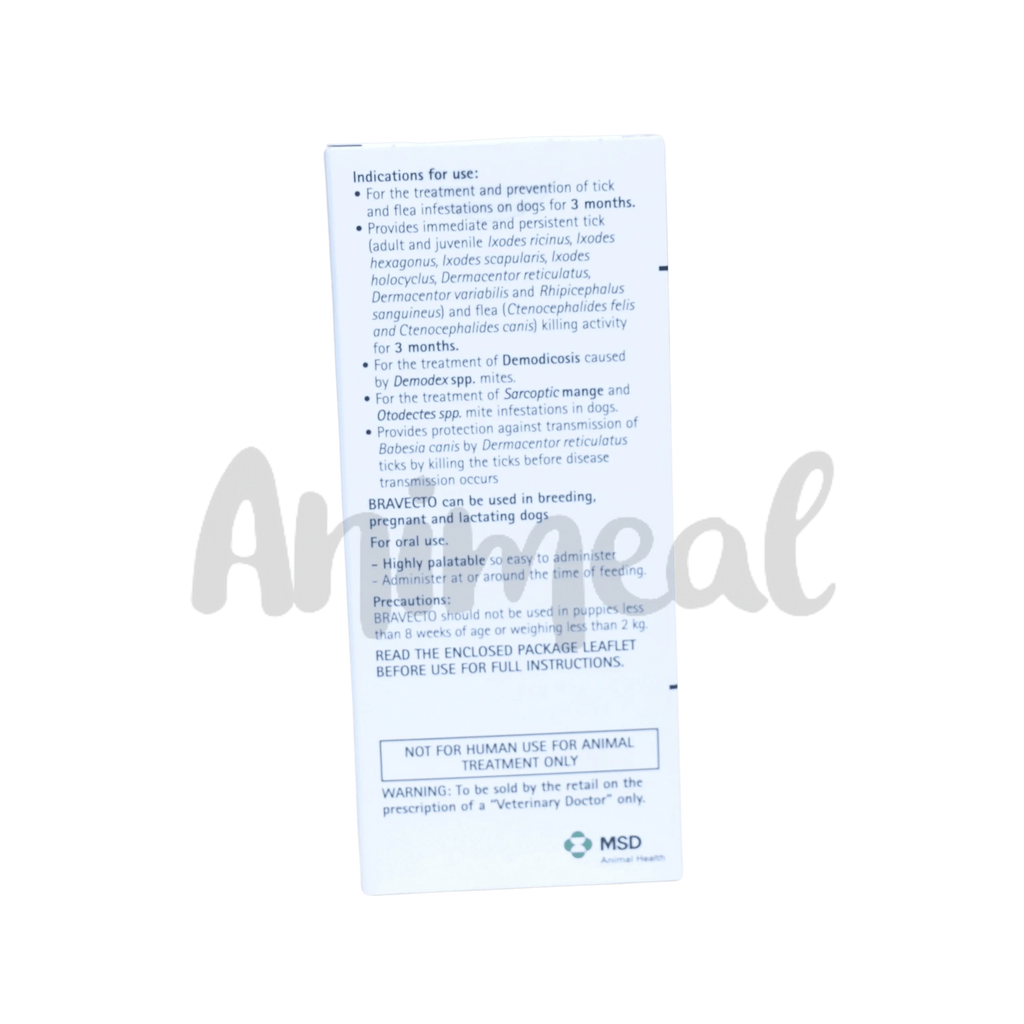 BRAVECTO (2-4.5KG) DOG TABLET - Animeal
