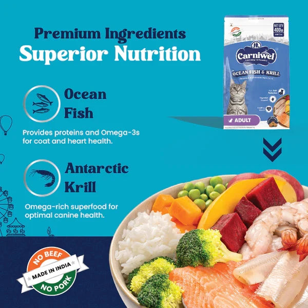 CARNIWEL OCEAN FISH & KRILL CAT ADULT DRY FOOD [3 KG] - Animeal