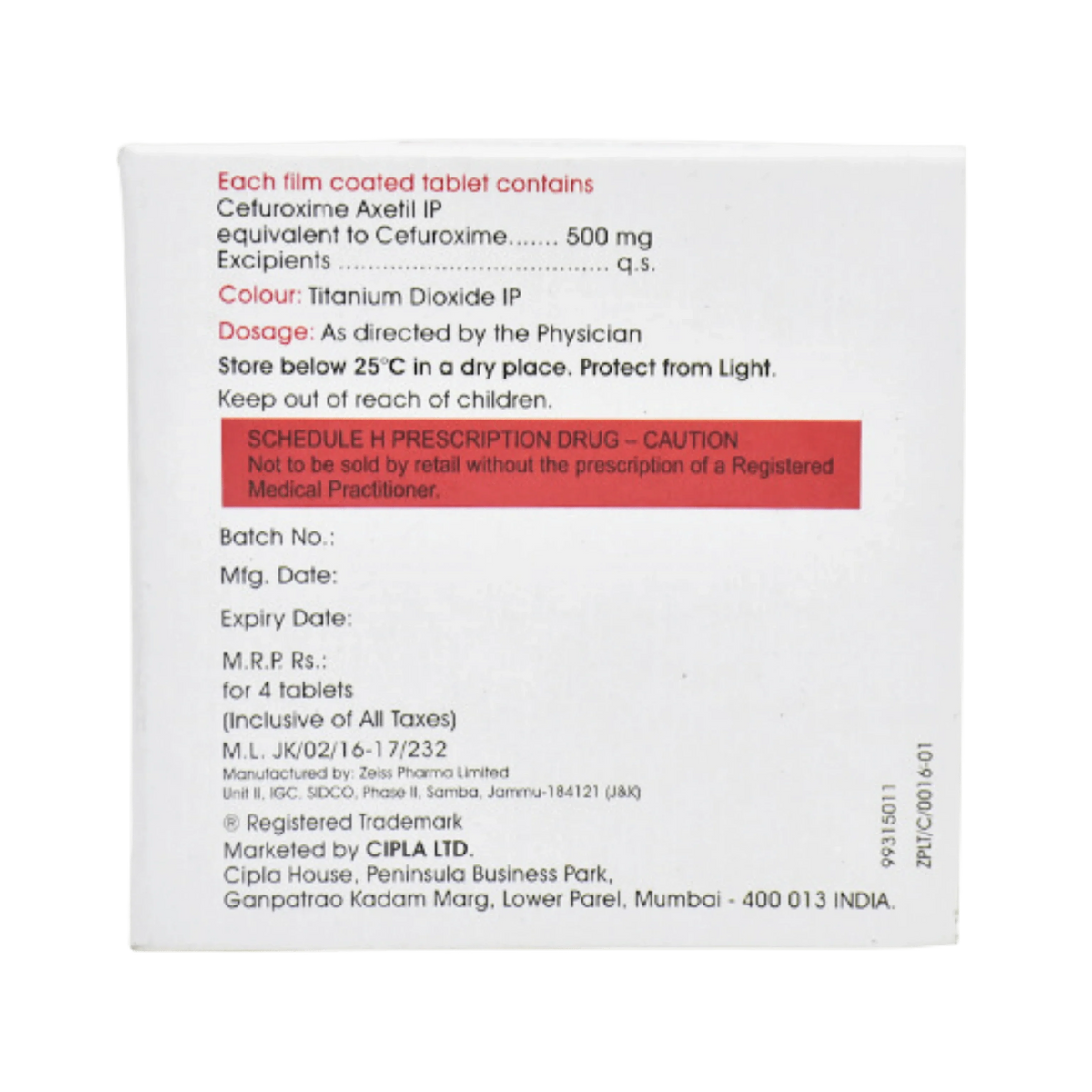 CEFASYN 500MG TABLET - Animeal