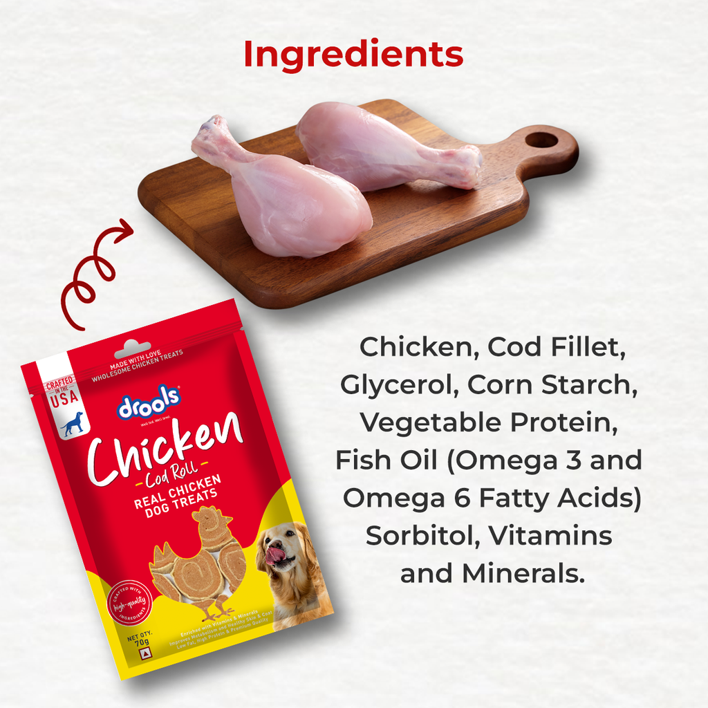 DROOLS CHICKEN COD ROLL DOG TREAT - Animeal