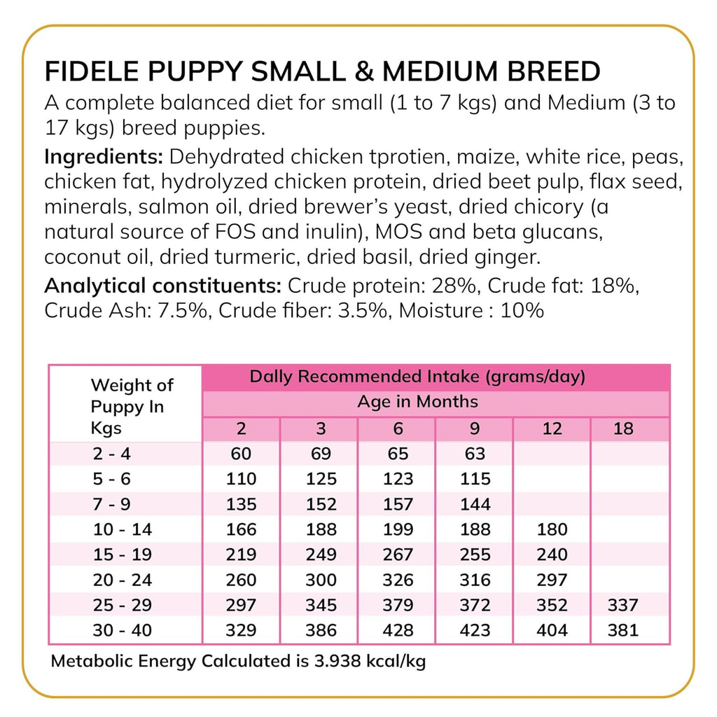 FIDELE PLUS PUPPY SMALL & MEDIUM DRY FOOD [3 KG] - Animeal