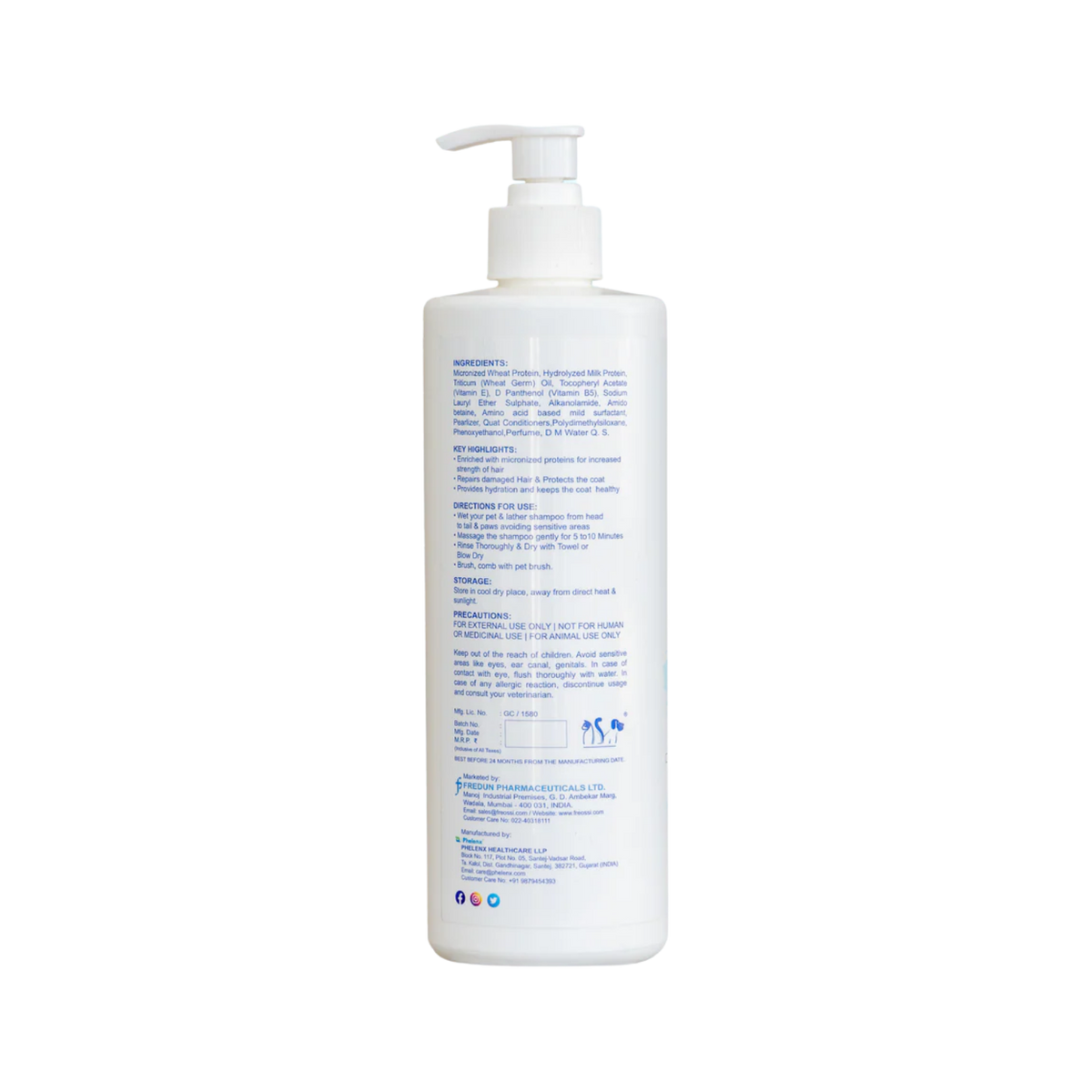 Fredun Freossi Protein Shampoo for Dogs and Cats, 500ml