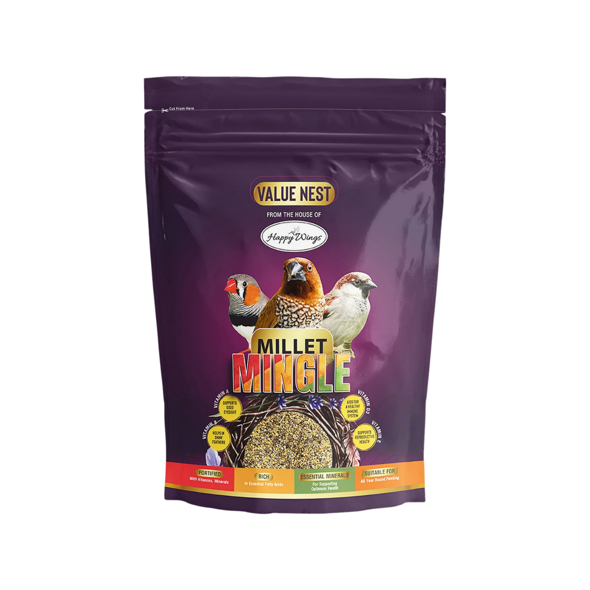 HAPPY WINGS MILLET MINGLE DRY FOOD - Animeal