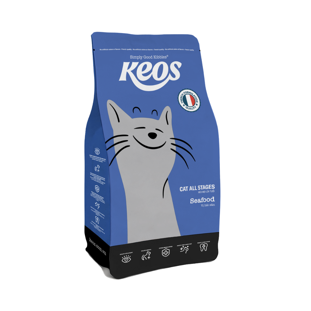 KEOS CAT ADULT & KITTEN SEAFOOD DRY FOOD [1.5kg] - Animeal