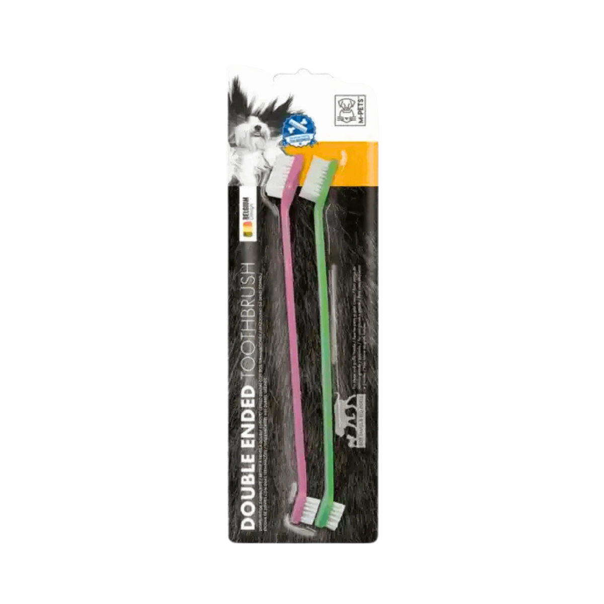 M-PETS DOUBLE ENDED TOOTHBRUSH PINK & GREEN - Animeal