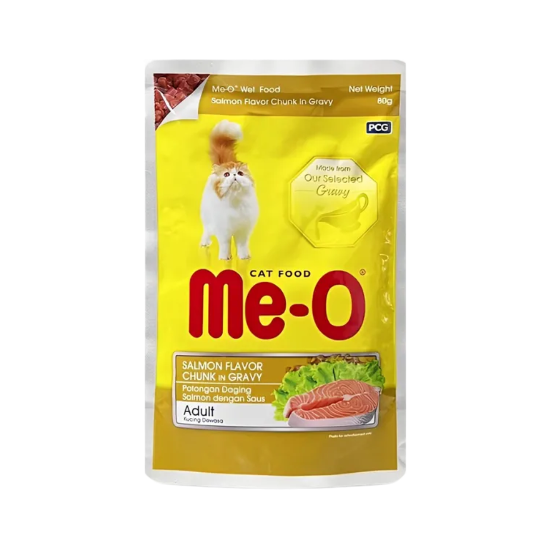 ME-O JELLY ADULT SALMON CHUNK GRAVY [80 GM] - Animeal