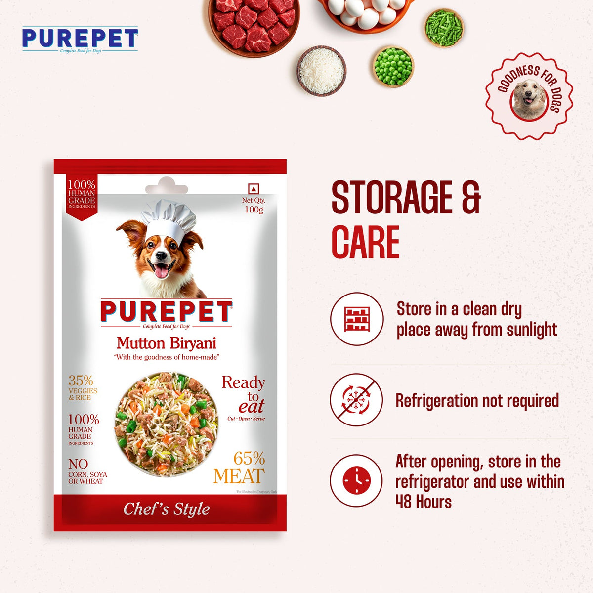 PUREPET DOG MUTTON BIRYANI [300GM] - Animeal