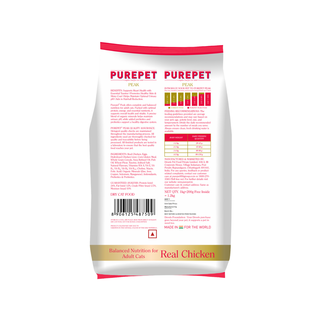 PUREPET PEAK ADULT REAL CHIC DRY FOOD (S) - Animeal