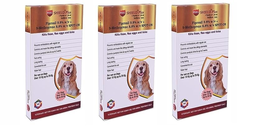 Parashield Plus Spot On Treatment for Dogs 10-20 kg(Pack of 3) - Animeal