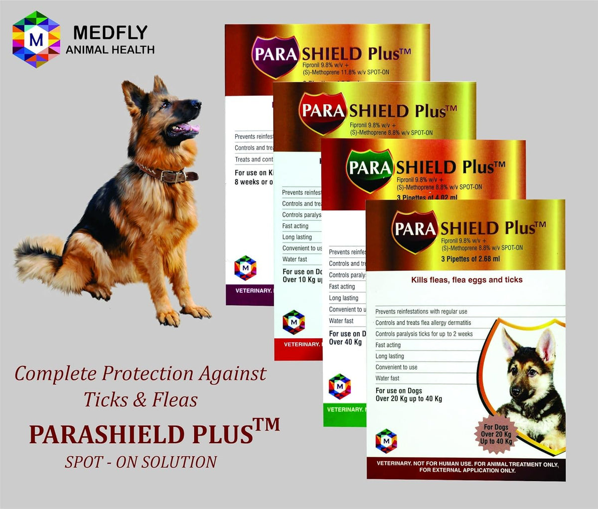 Parashield Plus Spot On Treatment for Dogs 10-20 kg(Pack of 3) - Animeal