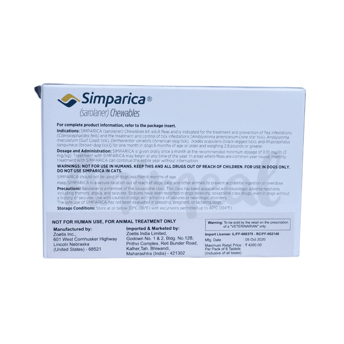 SIMPARICA (20-40KG) DOG TABLET