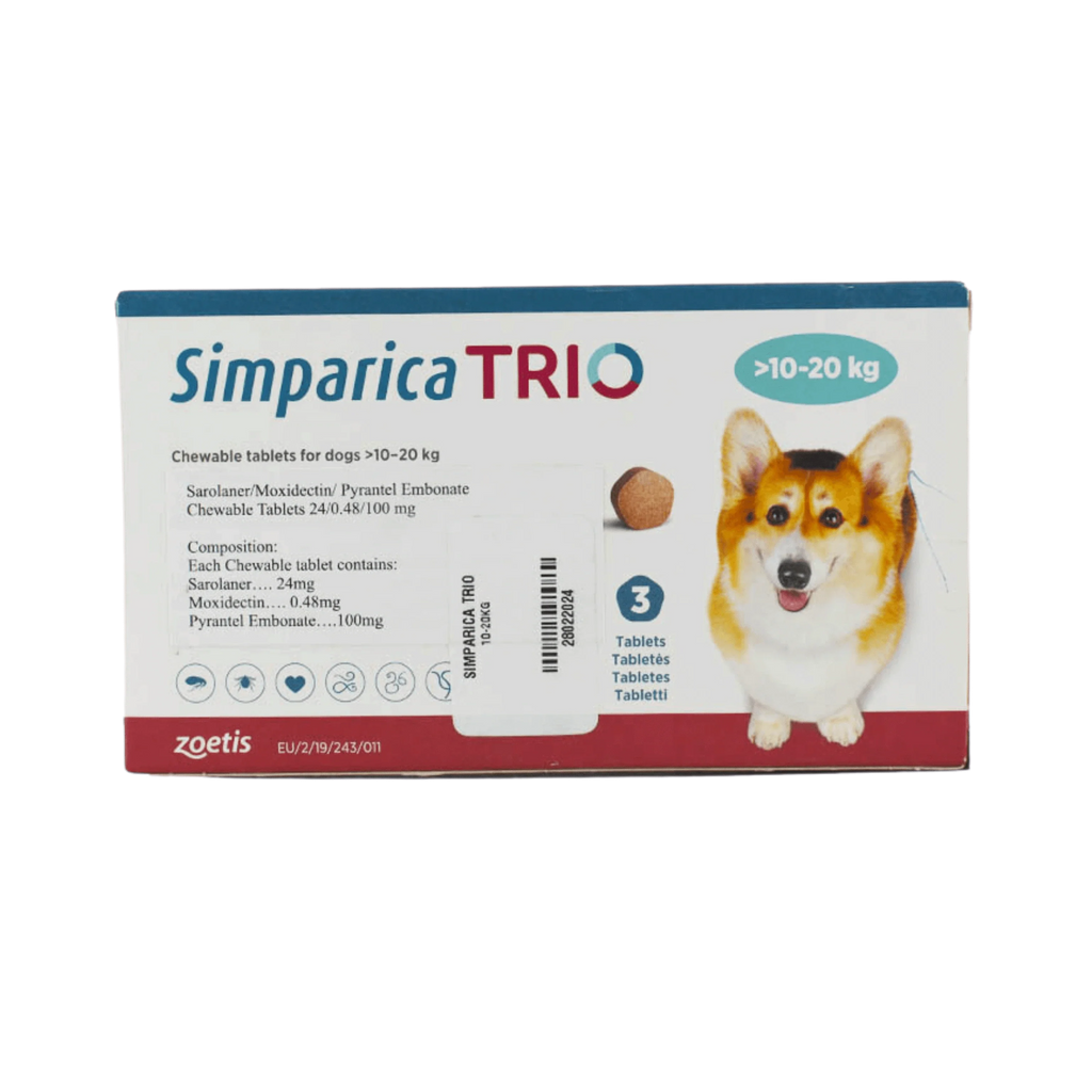 SIMPARICA TRIO (10KG TO 20KG) TABLET - Animeal