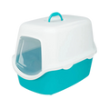 VICO CAT LITTER TRAY WITH DOME TURQUOISE & WHITE - Animeal